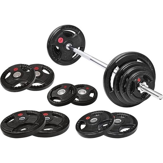 Fitvids 95lb Cast Iron Barbell Set with Plates and Bar