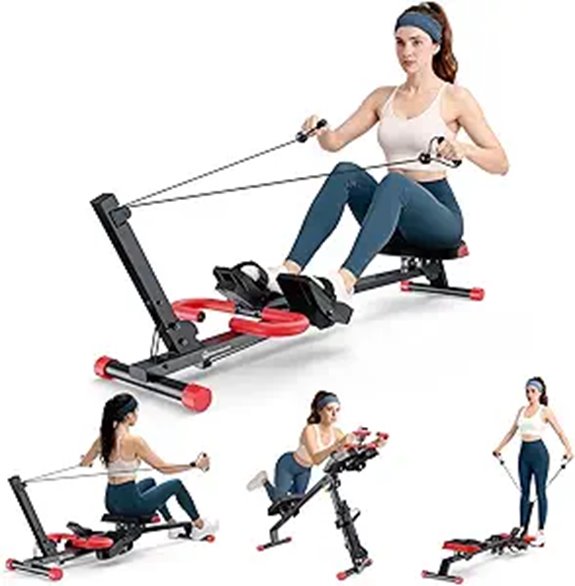 WARMOUNTS 4-in-1 Adjustable Foldable Rowing Machine