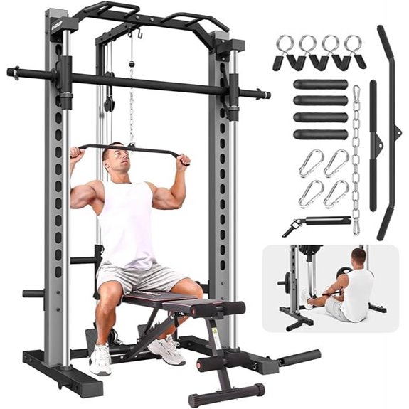 OPPSDECOR Adjustable Smith Machine with Attachments