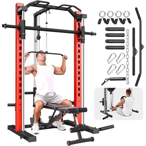 OPPSDECOR Adjustable Smith Machine with Cables