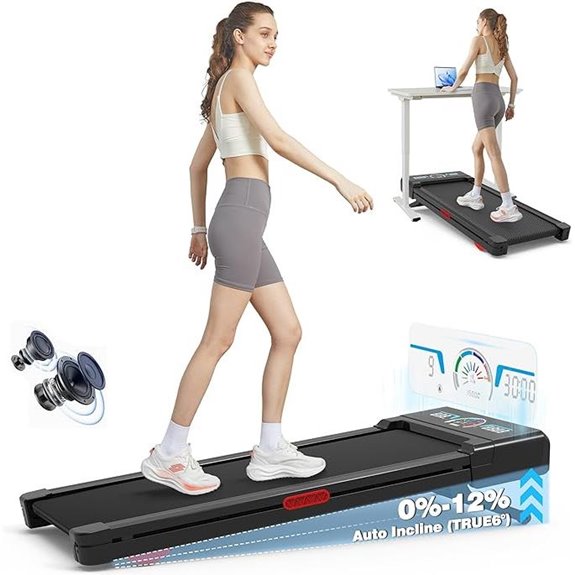 Walking Pad Treadmill with Auto Incline and Bluetooth Speakers