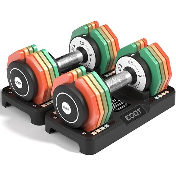 Adjustable Dumbbell Set with Rainbow Plates for Home