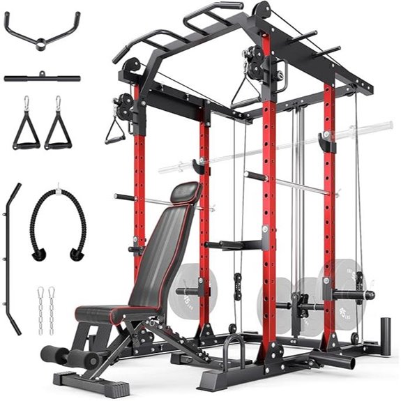 YOLEO Dual Pulley Power Cage for Home Gym