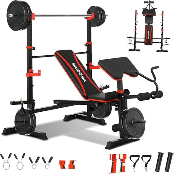 8-in-1 Olympic Weight Bench Set with Rack and Safety