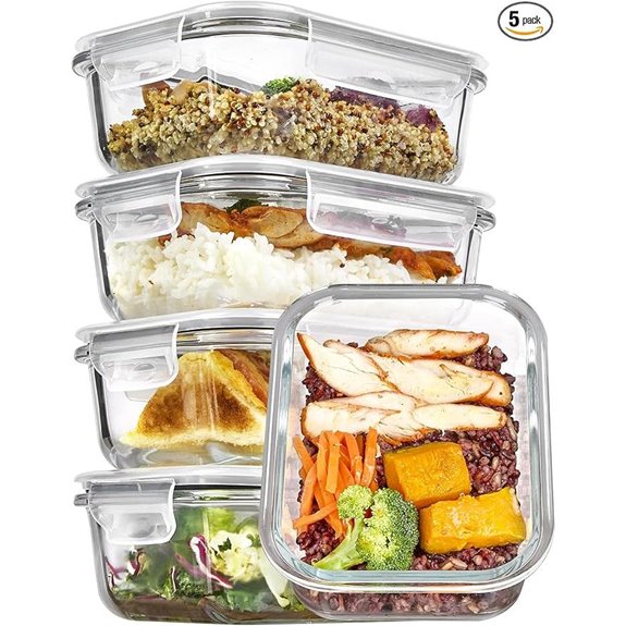 Vtopmart 5Pack 22oz Glass Food Storage Containers