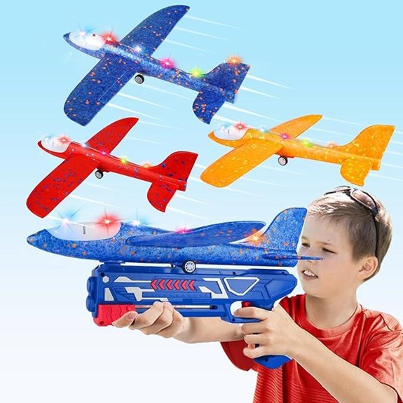 3 Pack Foam Airplane Gliders with Lights for Kids