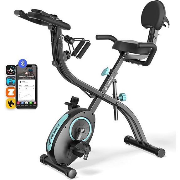 MERACH Foldable Exercise Bike with App and Resistance