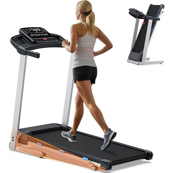 Folding Incline Treadmill with Bluetooth and LED Display