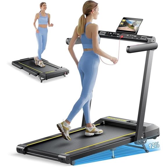 Folding Walking Pad Treadmill with Incline and Bluetooth