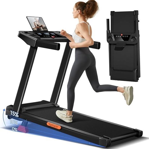 15% Incline Treadmill with Handles and Foldable Design