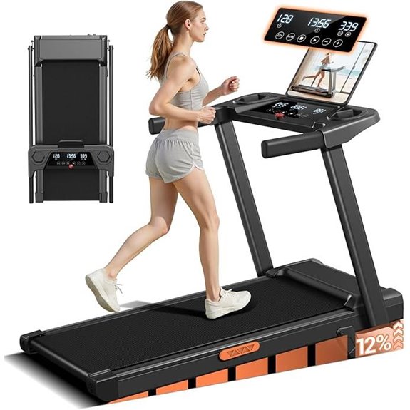 16% Incline Foldable Treadmill with Handle
