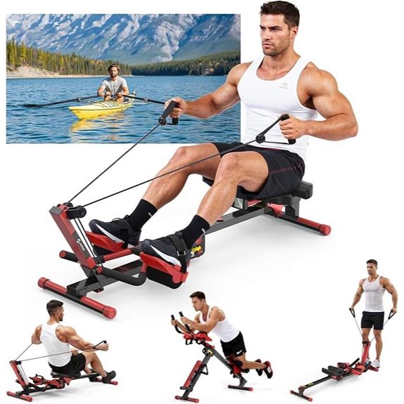 4-in-1 Foldable Rowing Machine with Resistance and LCD
