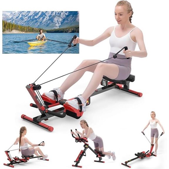 4-in-1 Foldable Rowing Machine with LCD Monitor