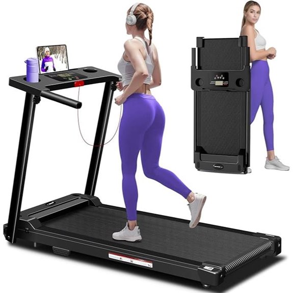Portable Folding Treadmill with Handles and LED Display