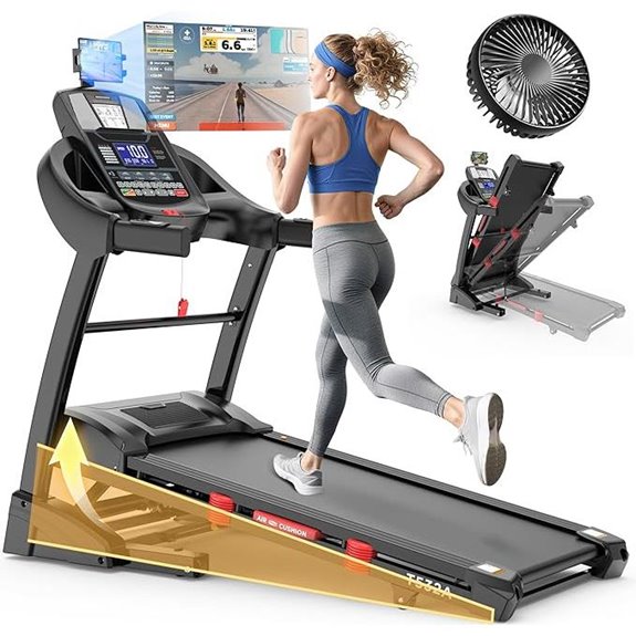 Folding Treadmill 400 lbs Capacity with Incline and Programs