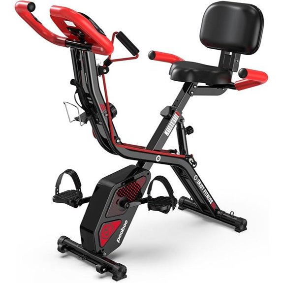 Pooboo Foldable Upright Exercise Bike with Resistance