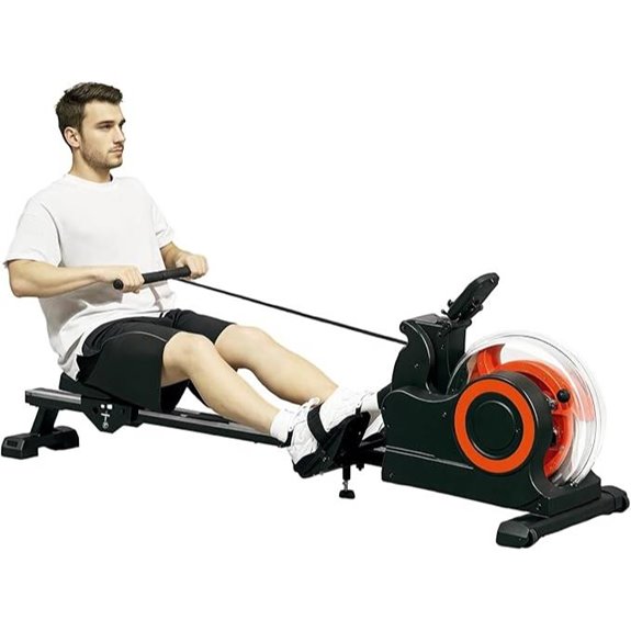 Soozier Foldable Water Rowing Machine with LCD Monitor