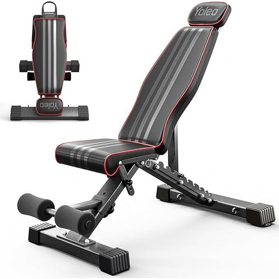 Yoleo Adjustable Weight Bench with Foldable Design