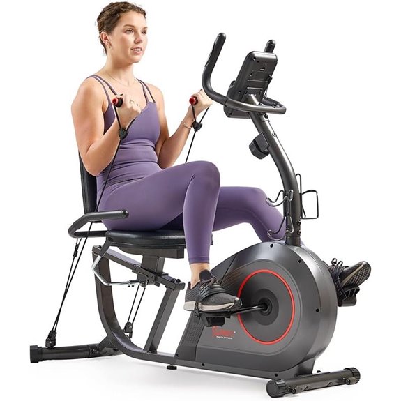 Sunny Health & Fitness Heavy-Duty Recumbent Bike with App