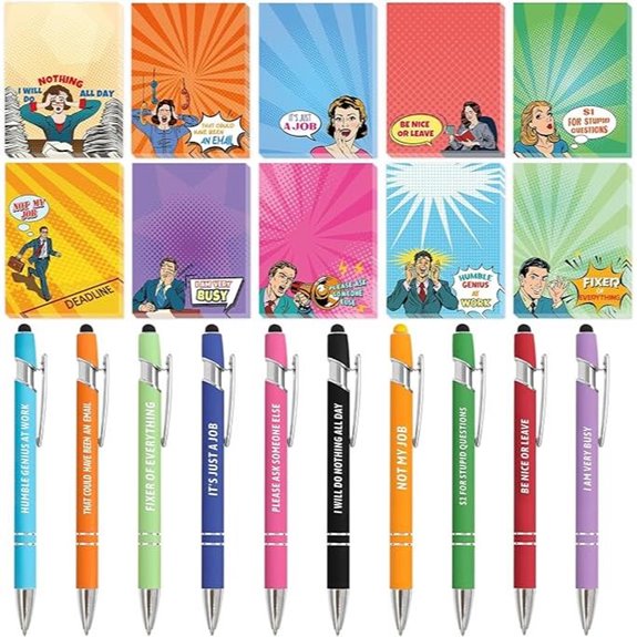 Funny Sarcastic Notepad Set with Pens – 20 Pack