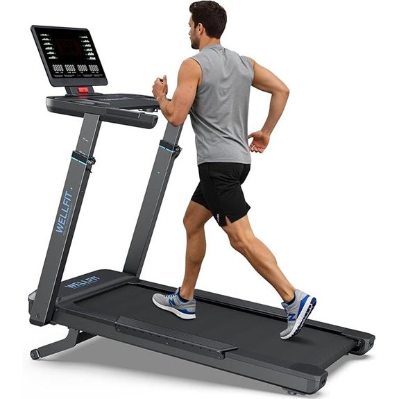 WELLFIT 12% Incline Treadmill with Bluetooth and Handle Adjustment