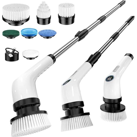 Electric Spin Scrubber with Long Battery & 7 Brush Heads