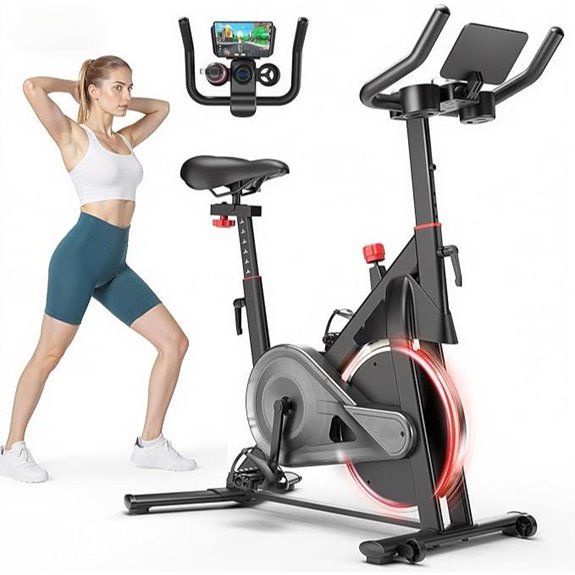 Indoor Magnetic Exercise Bike with App and Cushioned Seat