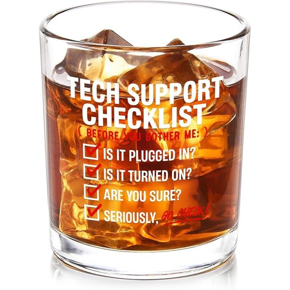 Futtumy 10oz Tech Support Whiskey Glass for Men