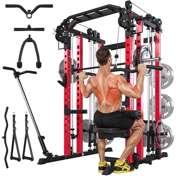 All-in-One Smith Machine Gym with Pulley System