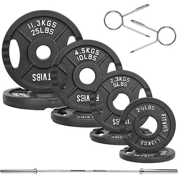 Fitvids Olympic 100lb Cast Iron Weight Set & Bar