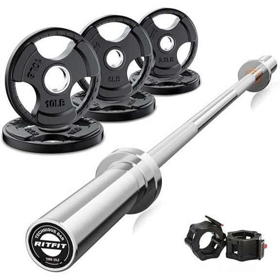 RitFit Olympic Barbell Weight Set with Plates