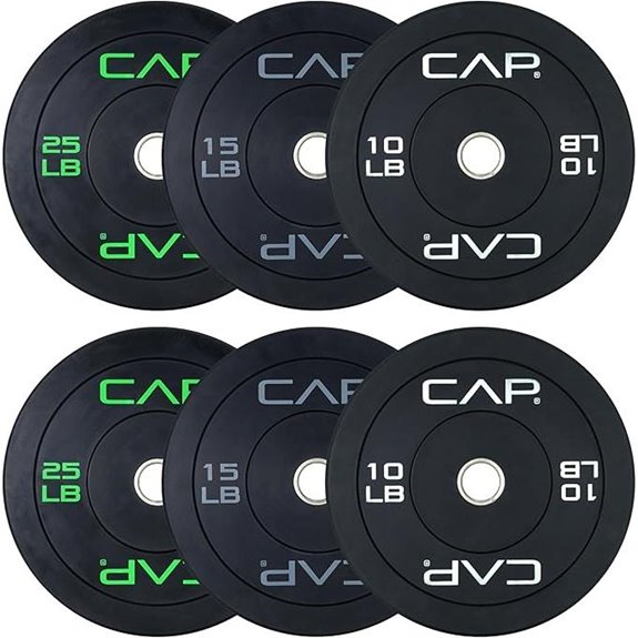 CAP Barbell Olympic Bumper Plate Weight Set with Rack