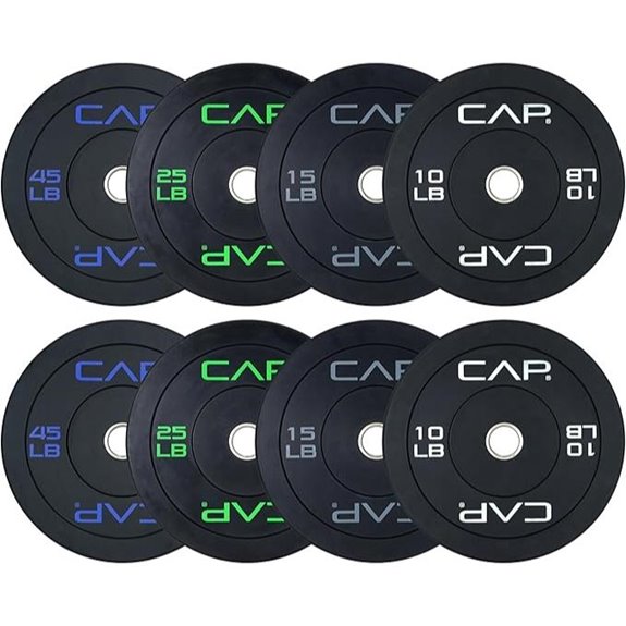 CAP Barbell Olympic Bumper Plate Weight Set with Rack