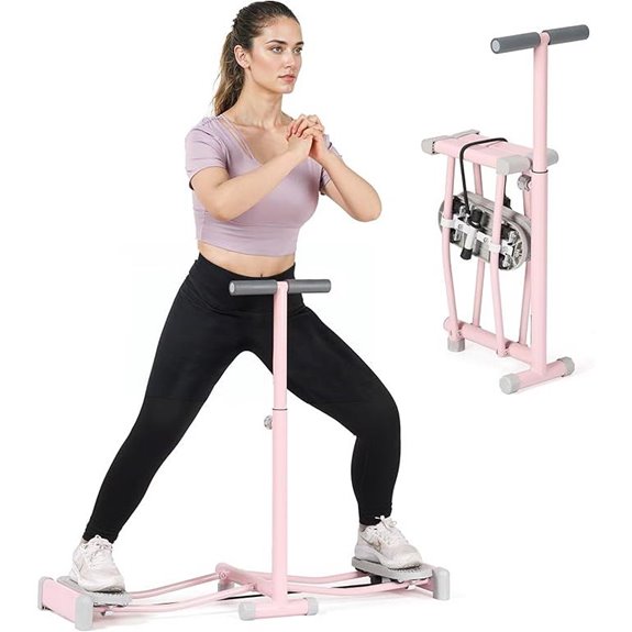 Pink Ski Exercise Machine with Adjustable Resistance