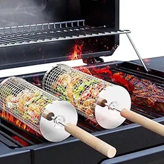 Rolling Grill Basket for BBQ and Camping