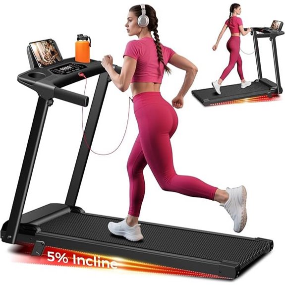 Portable Electric Treadmill with Incline and Handles
