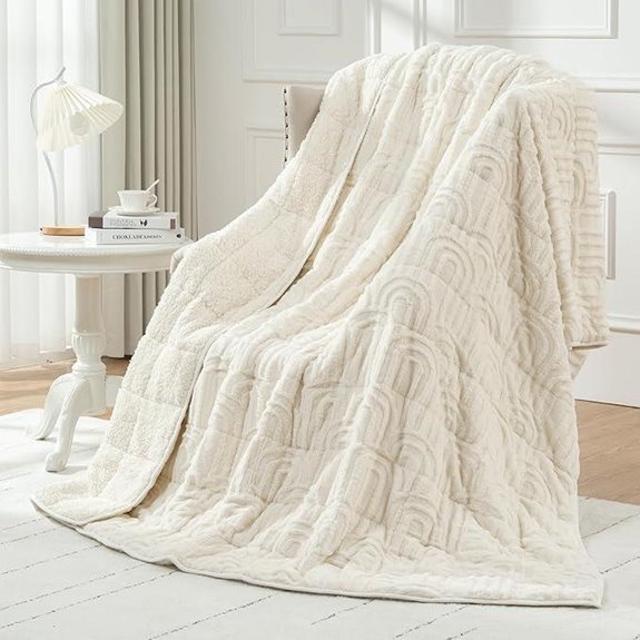 Wemore Queen Fleece Weighted Blanket 15lbs Cream
