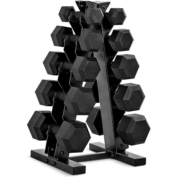 rubber dumbbell set rack