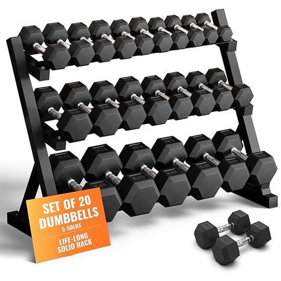 rubber hex dumbbell set