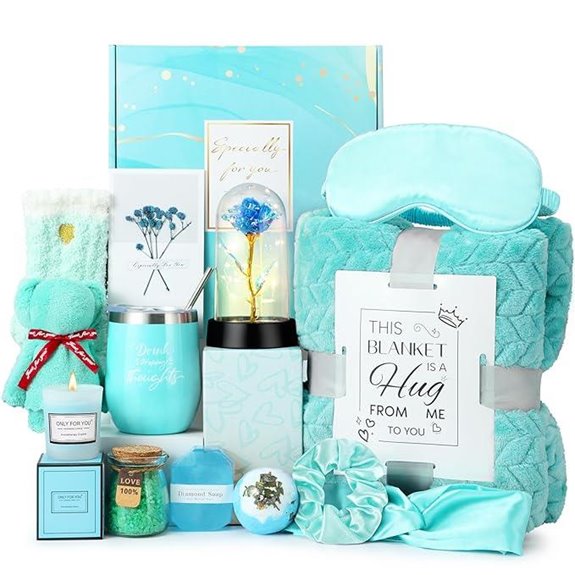 Relaxing Spa Gift Basket with Rose & Blanket