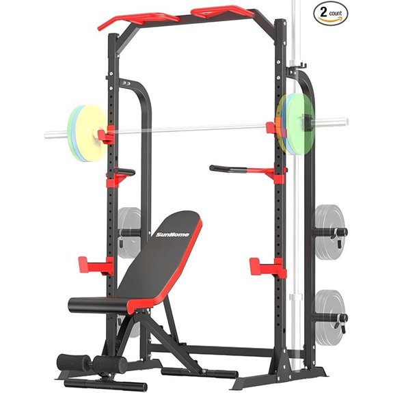 SunHome Power Cage Squat Rack with Bench