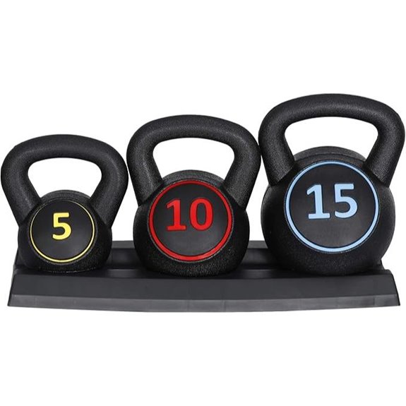3-Piece Kettlebell Set with Rack for Home Gym