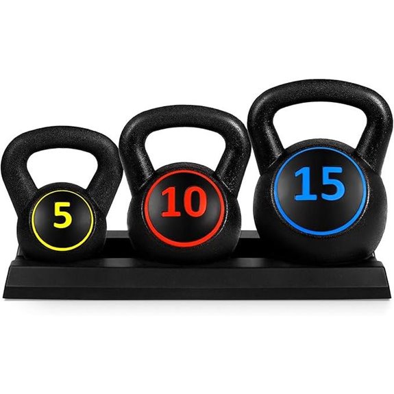 Best Choice 3-Piece Kettlebell Set with Storage Rack