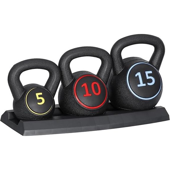 Nouva 3-Piece Kettlebell Set with Storage Rack