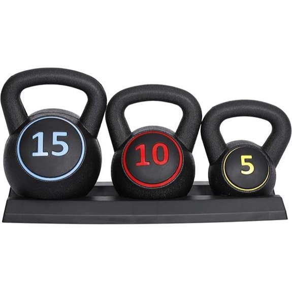 3-Piece Kettlebell Set with Storage Rack