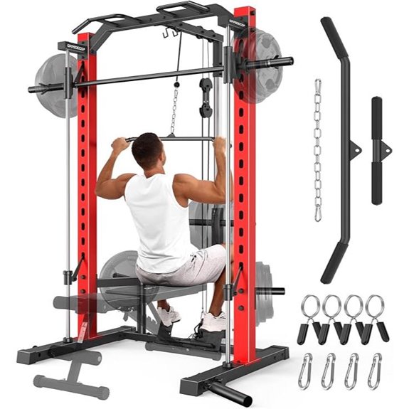 OPPSDECOR Multi-Function Power Rack with Pulldown