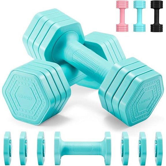 Adjustable 4-in-1 Dumbbell Set with Rubber Handles