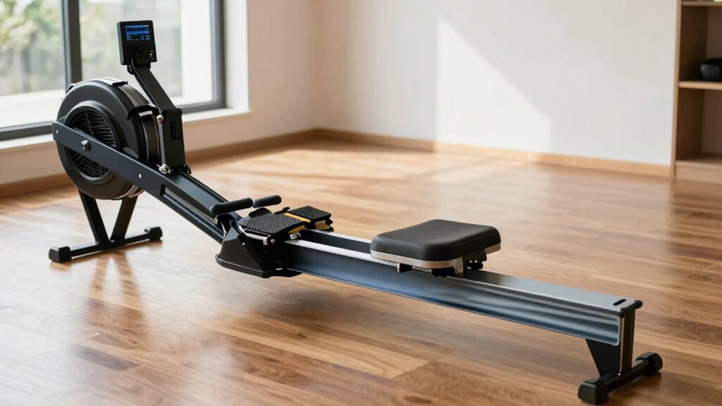 space efficient foldable rowing machines